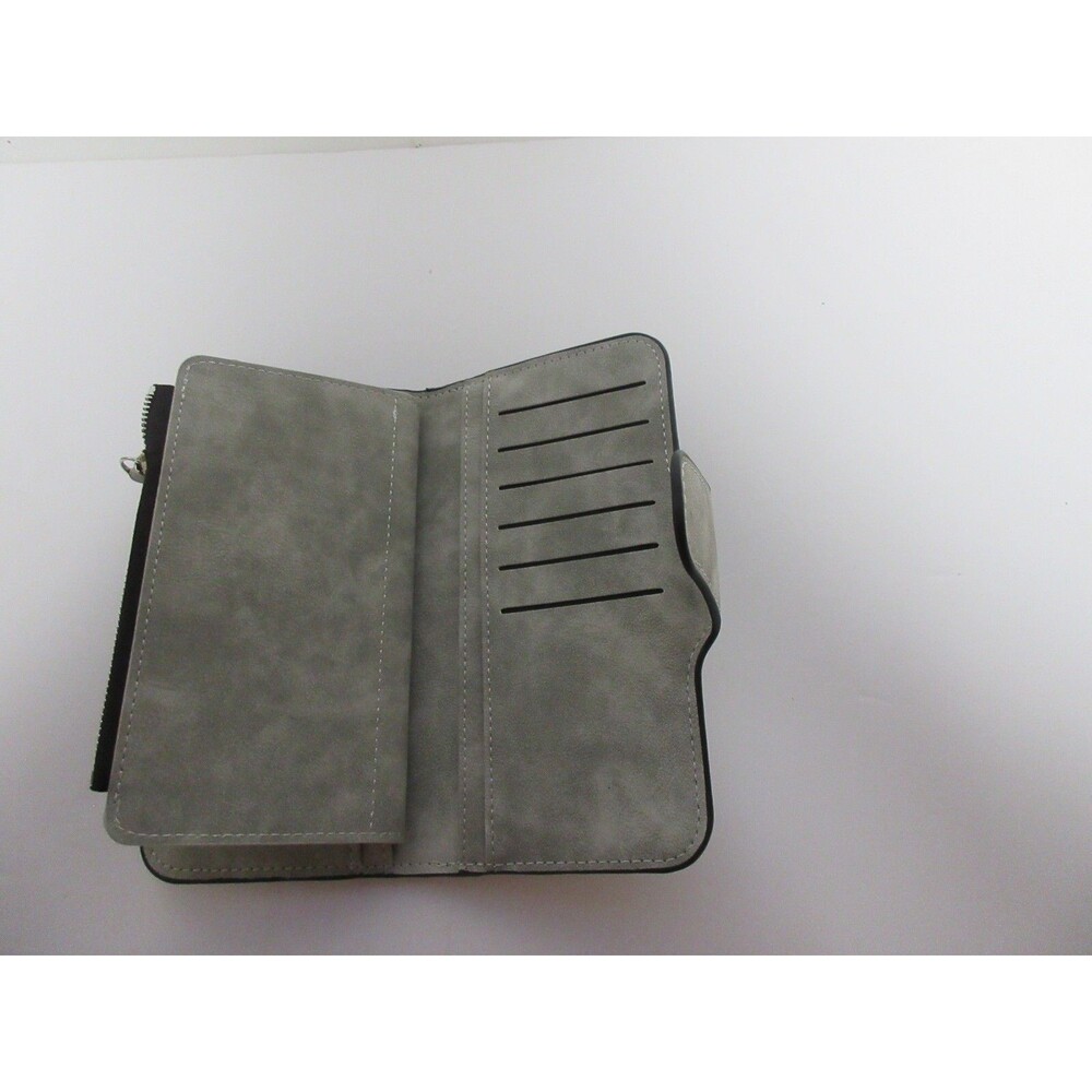 Large Grey Ladies Leather Wallet Long Purse Phone Card Holder Case Clutch - Picture 3 of 6